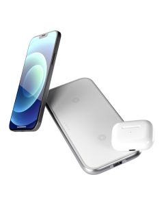 Aluminium Dual Fast Wireless Charger incl 30W USB - White
